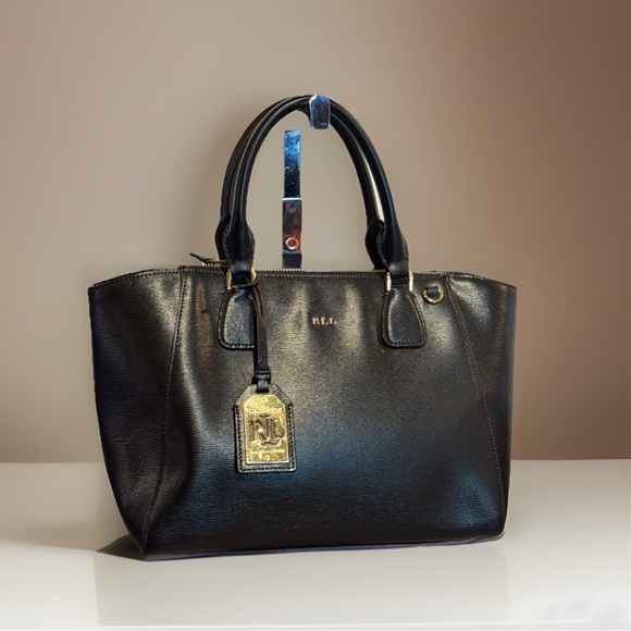 Lauren Ralph Lauren Newbury Stefanie Satchel in Black Saffiano Leather - Picture 1 of 14